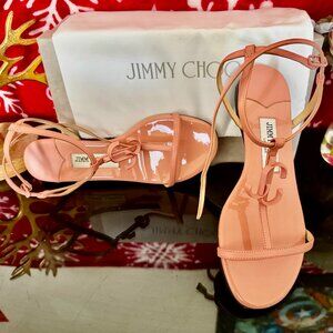 Jimmy Choo Women's Alodie Leather Flat Sandals in peach